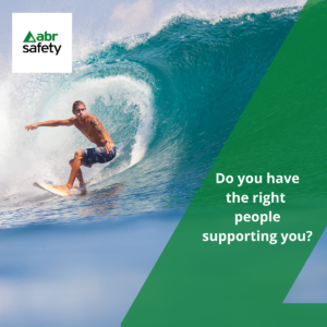 Surfer on a wave-Analogy: wave supporting surfer like abr safety supporting clients